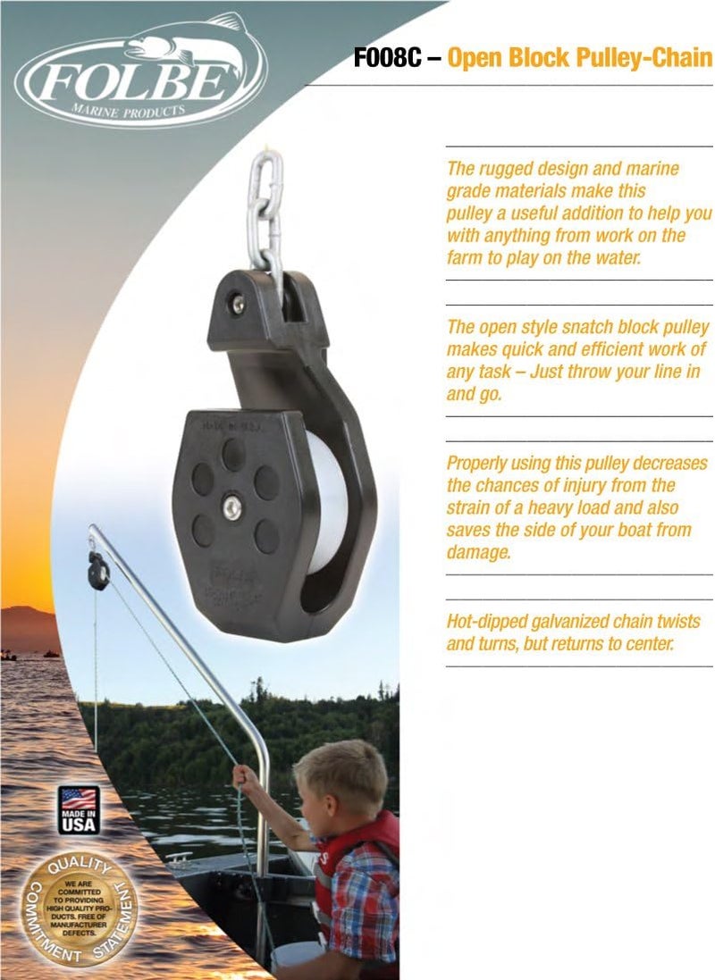 Folbe F008 - Open Block Crab Pot Pulley with Chain - Image 1